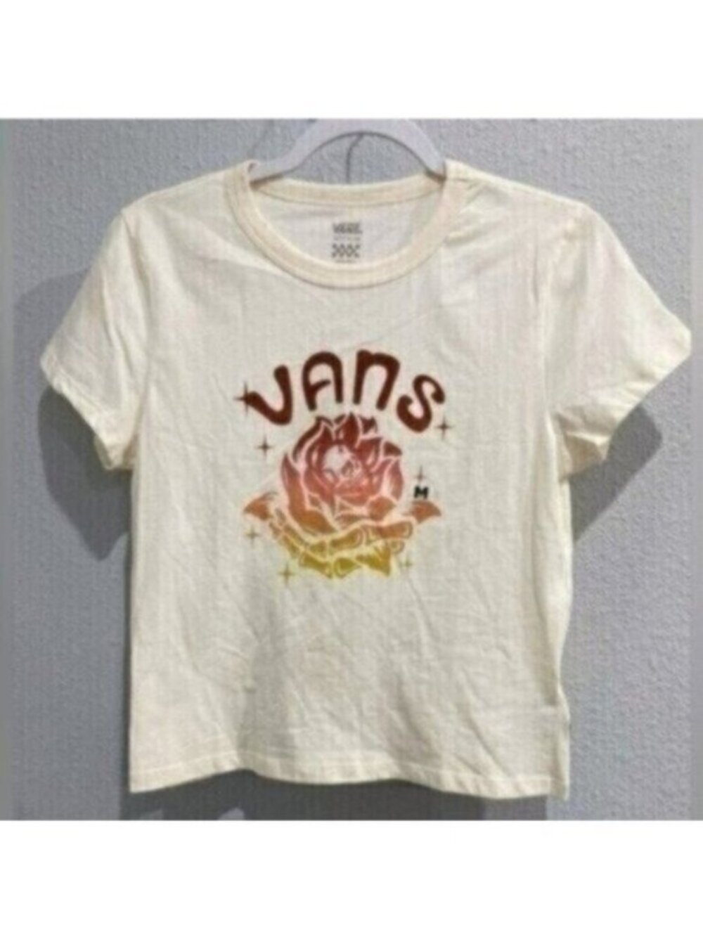 New Vans Skull Rose Skater Tee Boxy Grunge Baby Tee 90’s Graphic Skeleton